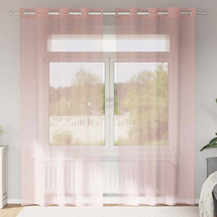 VidaXL Rideaux en voile avec œillets 2 pcs rose 140x225 cm, rideau en filet, rideau transparent, voile de fenêtre, 4102097