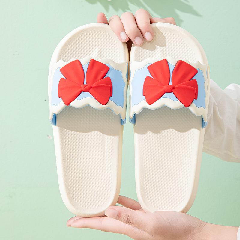 2025 New Women's Bow Cool Slippers On the Run Princess Non-slip Silent Home Flat Bathroom Slippers