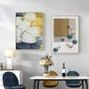 Plagát Plagát z moderného umenia Golden Blue Woman s pierkom Geometrické abstraktné nástenné obrazy pre domácu výzdobu obývacej izby