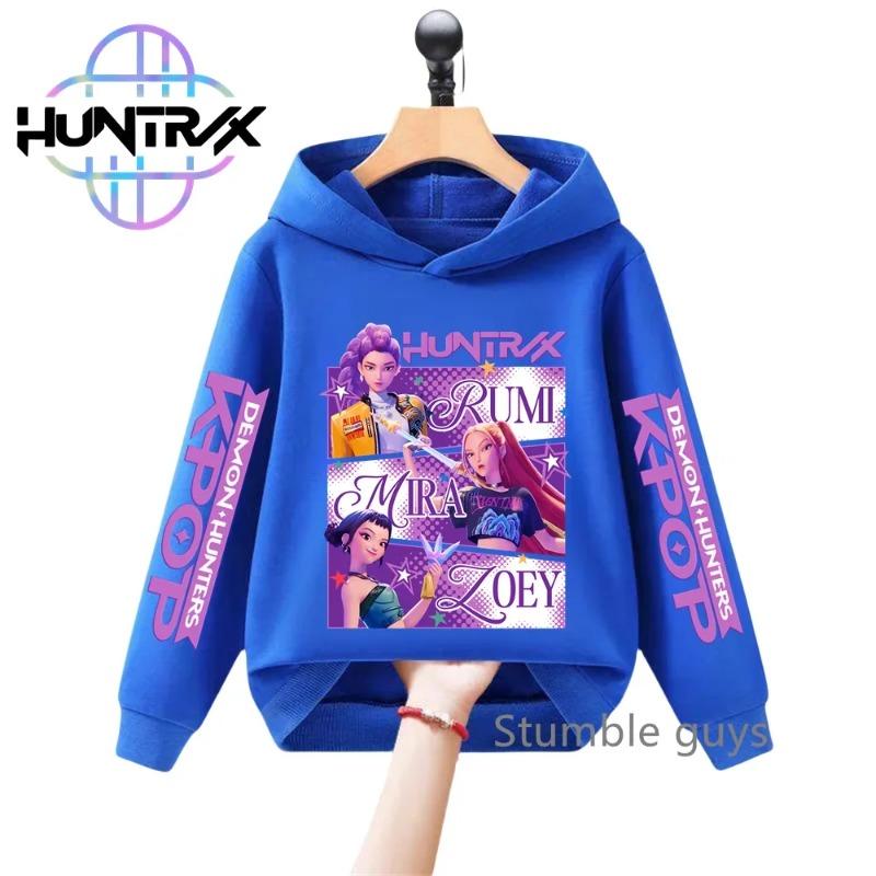 Kids Anime KPop Demon Hunters Hoodie Autumn Long Sleeve Sweatshirt Sportswear Cartoon Hoodies