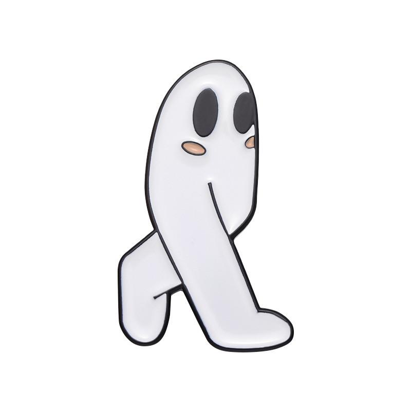 Cute And Playful White Ghost Cartoon Brooch Unisex Design Perfect For Fashion And Gifts