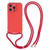For iPhone 15 Pro Case Candy Color Rubberized Phone Cover with Long Lanyard