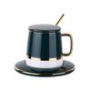 Keramiktasse mit Deckel Milchkaffeetassen Europäisches Porzellan Kreativ Einfach Espresso Paar Teetasse und Untertasse Set Goldlöffel Tassen|Tassen