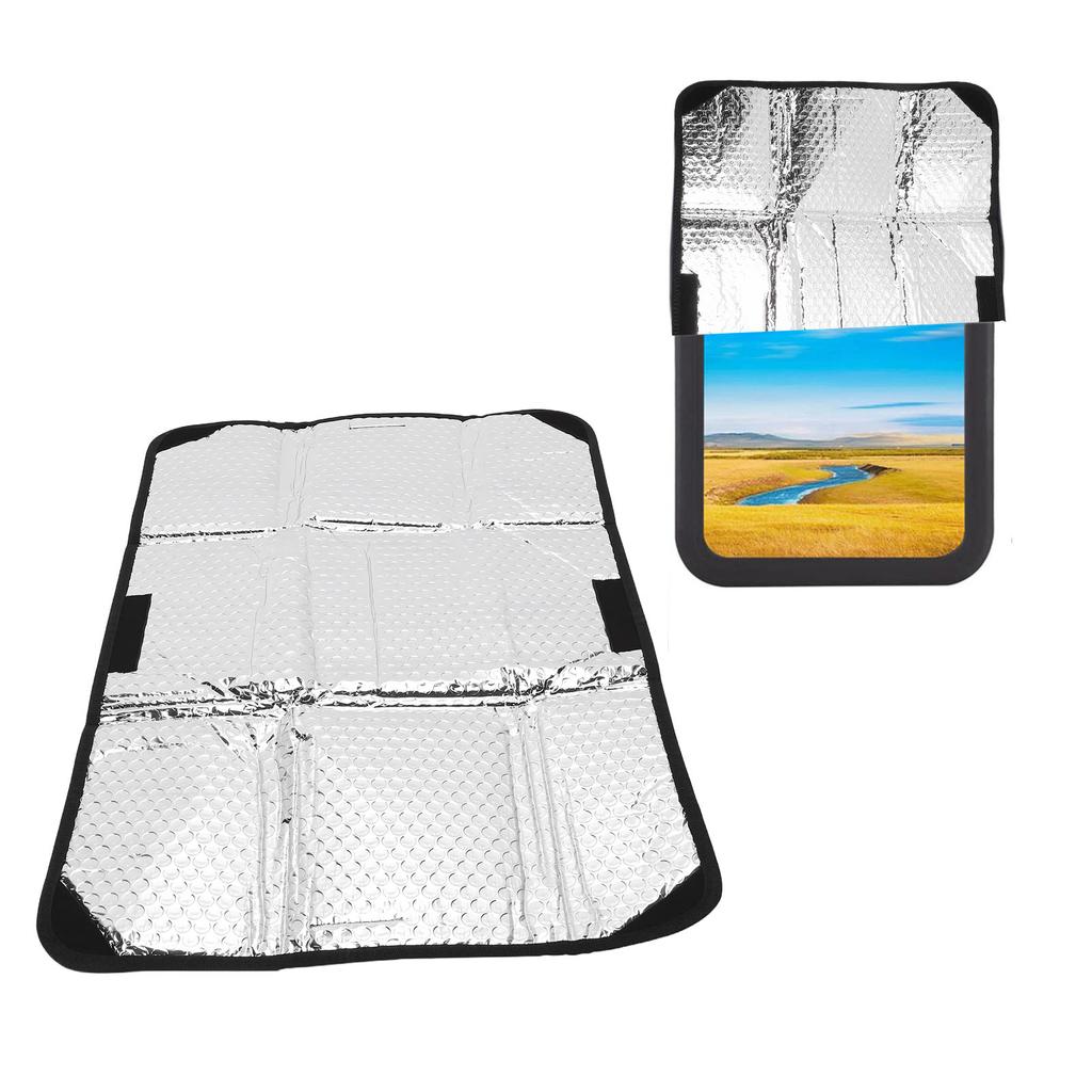 25.2 x 16.1in RV Door Window Sunshade, Water Proof Foldable Reflective Sunshade with Protecting Hook and   Fastener, Compatible with Most RVs Enha