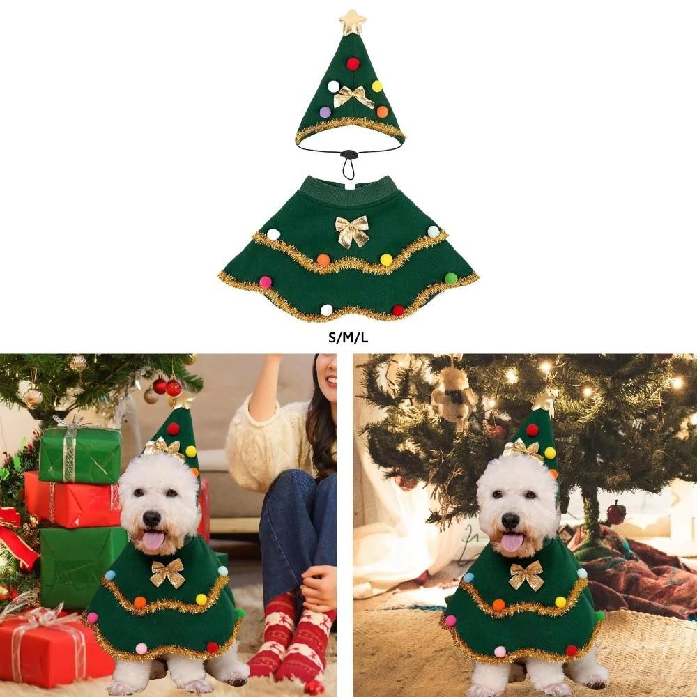Cute Pet Clothes Green Cat Christmas Outfit New Parties Dress-up  New Year