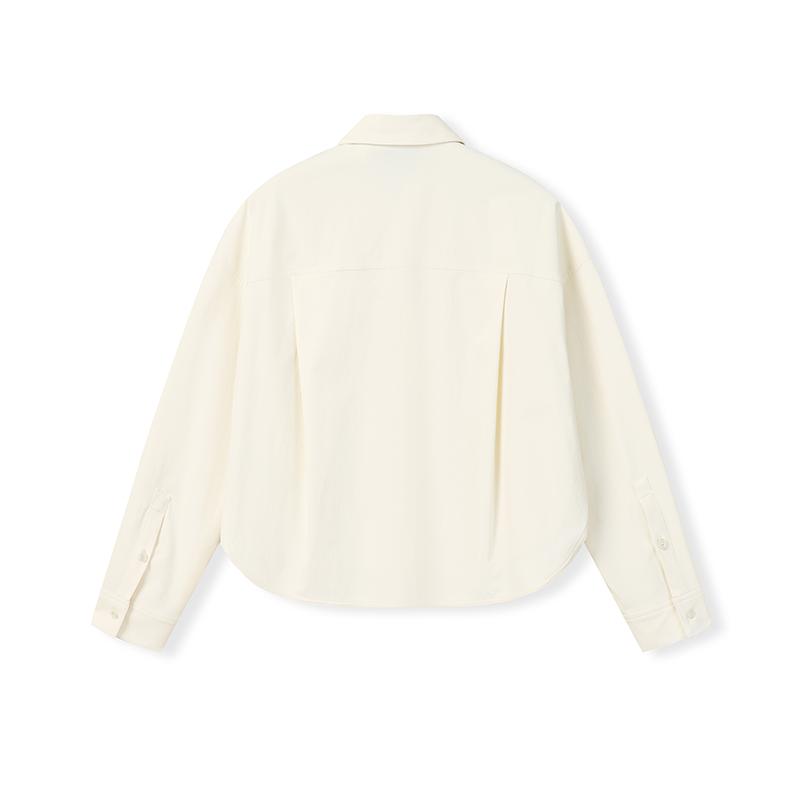 FILA White Fashion Minimalist Personality Trend Classic Retro Sports Casual Workwear Versatile Comfortable Woven Long Sleeve Shirt F11W613706FIV