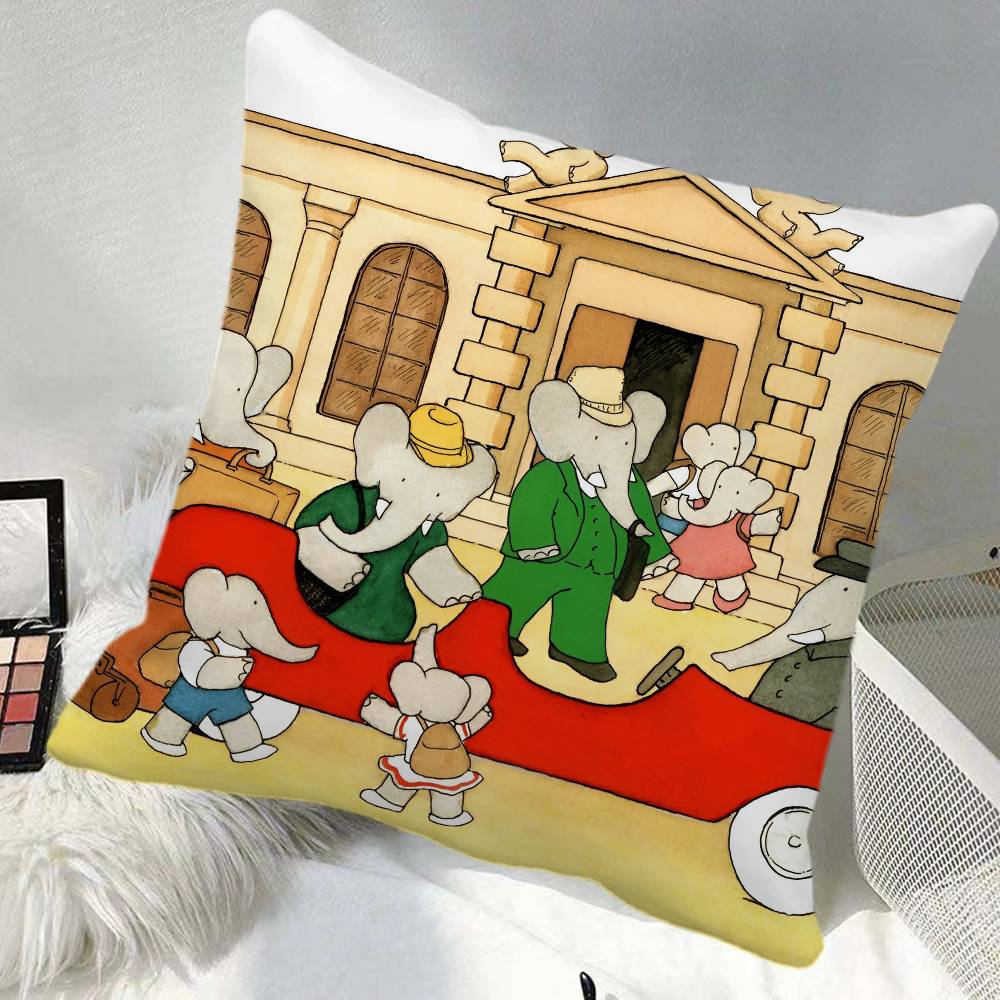 BBabar The Elephant Pillow Case Square Pillow Bedroom Sofa Leisure Comfort Cushion Car Home Decoration