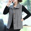 Sleeveless Vest Jacket Women's Cardigan Plaid Contrast Color Lapel Button Fashion Casual Top
