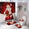 Snowman Santa Claus Shower Curtain Set Bathroom Set Non-Slip Mat Carpet Waterproof Toilet Seat Cushion Bath Mat Christmas Decor