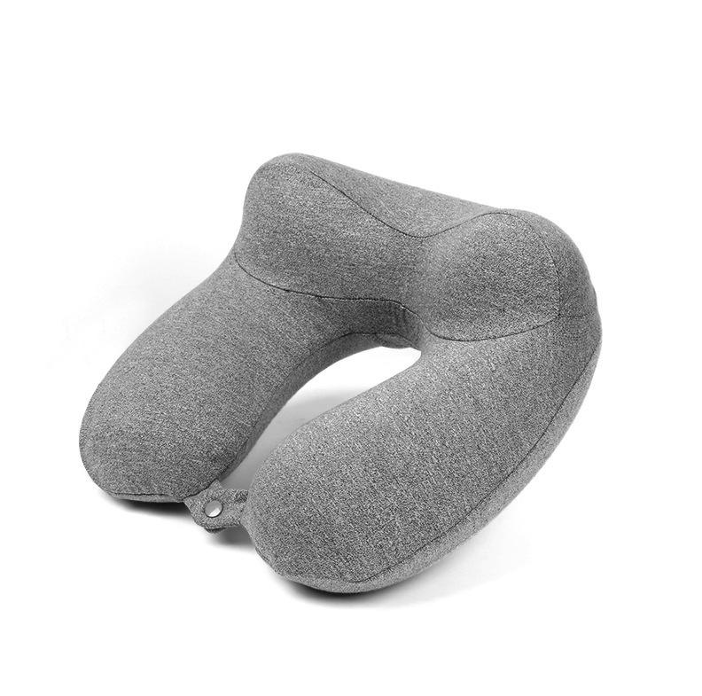 Inflatable U-shaped Travel Neck Pillow - Portable, Ergonomic, Height-Adjustable, Storable Milk Silk Design