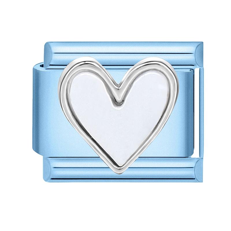 New Shiny Zircon Heart Butterfly Bow Heart Blue Module Italian Charm Links Fit 9mm Stainless Steel Bracelet DIY Making Jewelry