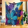 1pc 2D Flat Printing Spring And Summer New Arrival Colorful Abstract Floral Digital Print Blanket, All-Season Use, Casual Throw, 100% Polyester Fiber