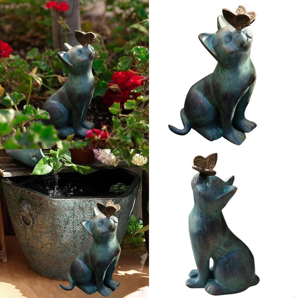 

Garden Kitten Sculpture Statue Floor Lawn Ornaments Home Decor Flowerbeds Lawns X3UC CN