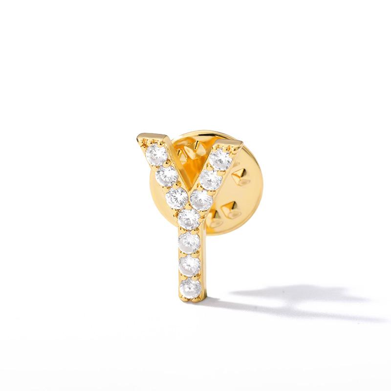 

Crystal A-Z Letter Brooches for Women Initial Name Brooch Pins for Suit Shirt Collar Accessories New Rhinestone Brooch Jewelry 18K gold