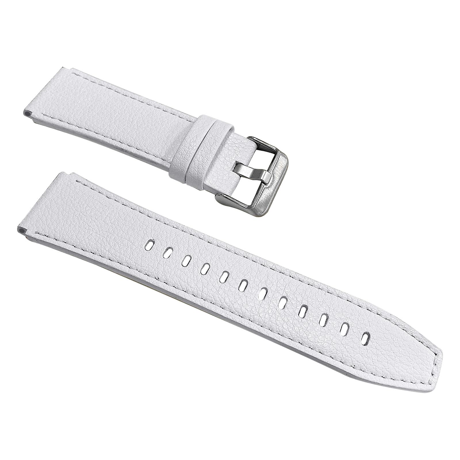 

For Huawei Watch 4 Pro/Watch GT 3/2 46mm Quick Release Watch Band 22mm Top-Layer Cowhide Leather Wrist Strap White