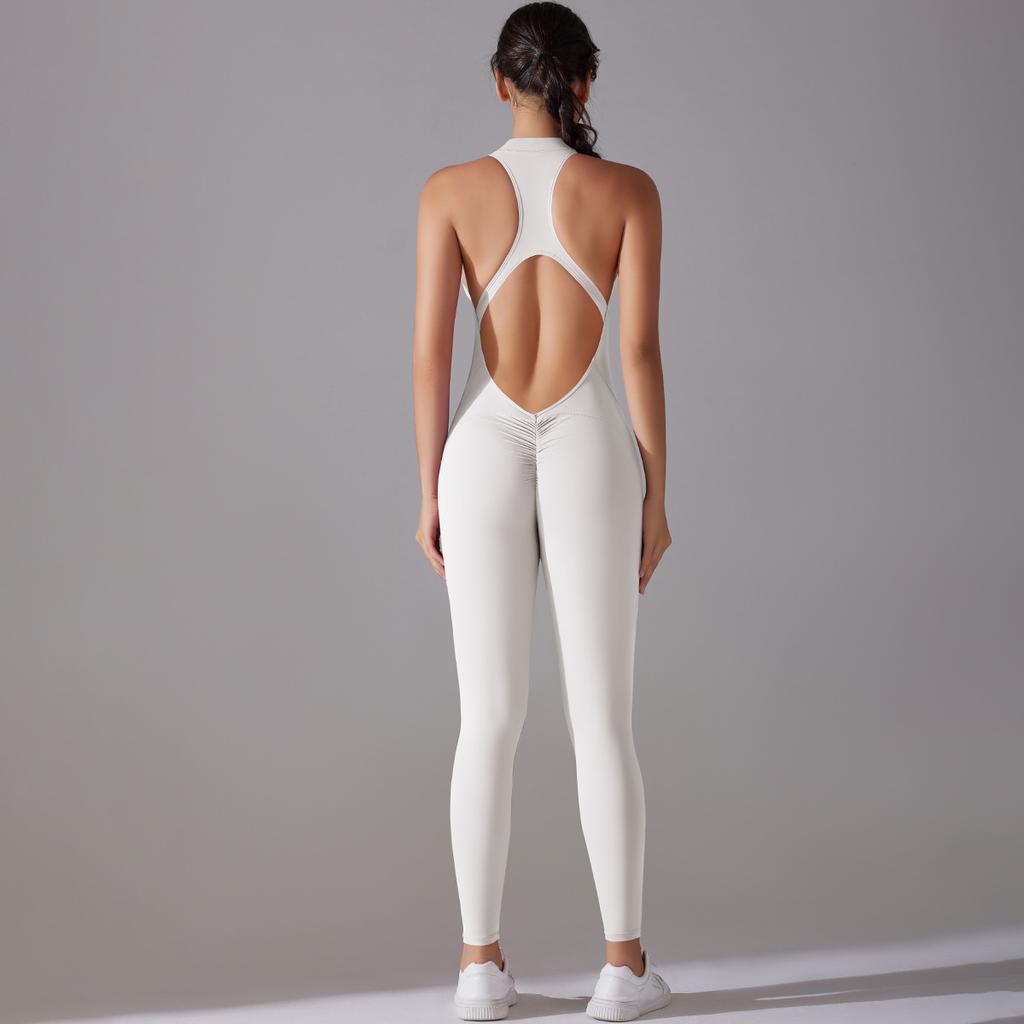 Einfarbig, Hohe Festigkeit, Eng anliegend, Nude Sport, Schöner Rücken, Lange Einteiler Yoga Kleidung, Laufen Fitness Einteiler Kleidung, Damen