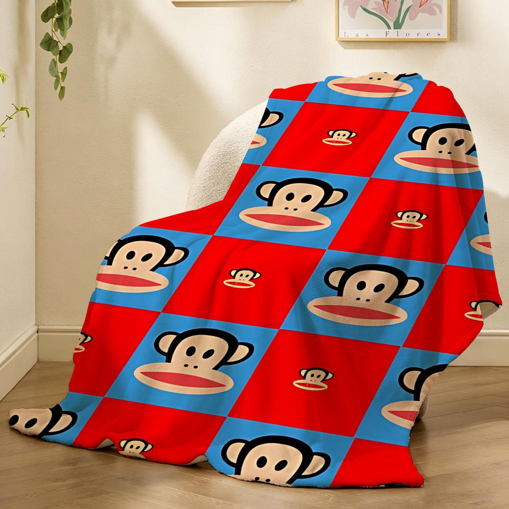 Julius the Monkey Character Throw 240g flannel blanket, suitable for sofas, beds, offices, exquisite gift blankets