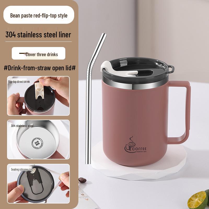 Drop-Proof 304 Stainless Steel Mug with Lid for Home, Office, or Dorm Use