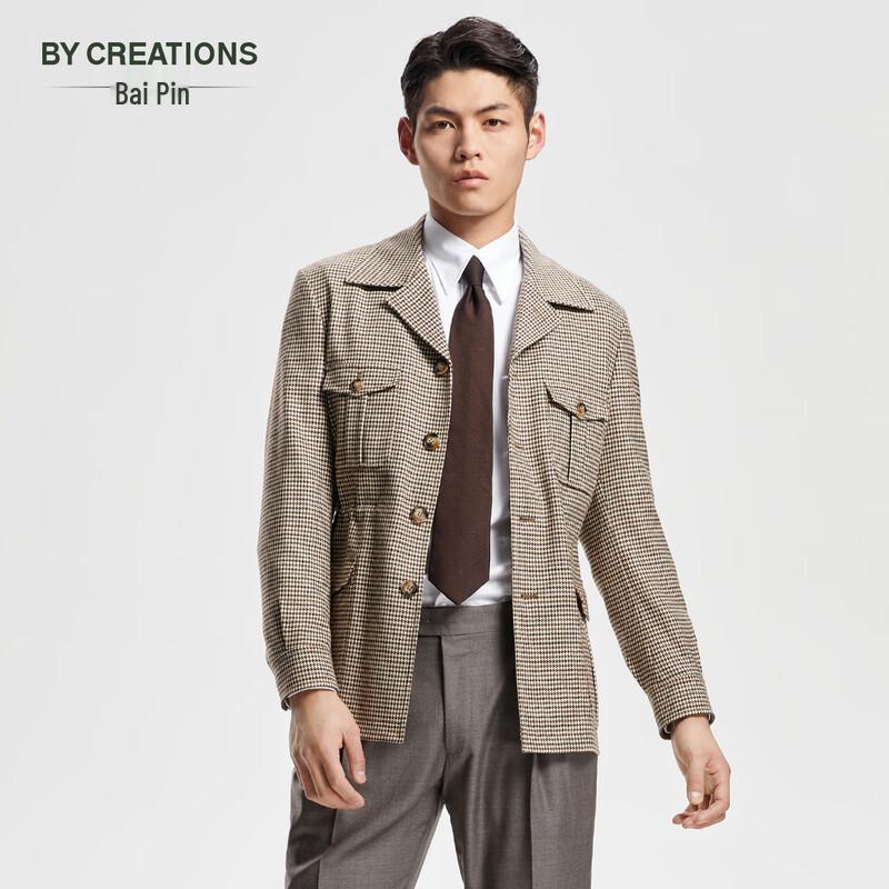 

By Creations Men s Retro Plaid Wool Blend Hunting Jacket L