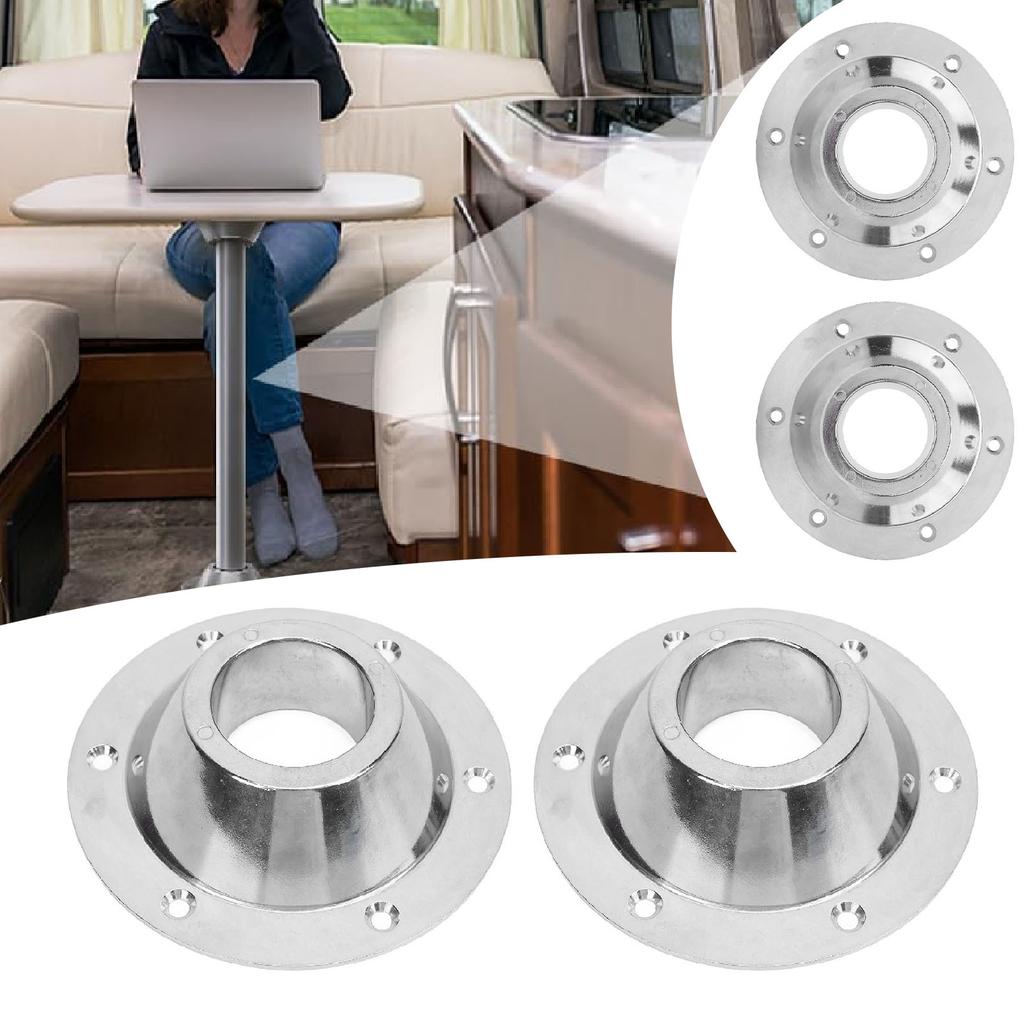 2 SZT. Podstawa Stołu RV Chromowany Aluminium Gładkie Powierzchnie 6 Otworów Płyta Montażowa Podłogowa Stołu