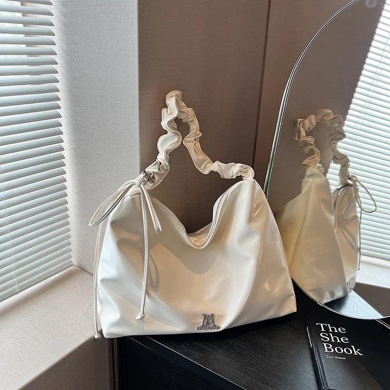 Ruffled Armpit Tote Bag for Women  New Korean Fashion  Large Capacity Shoulder Bag  Simple and Versatile