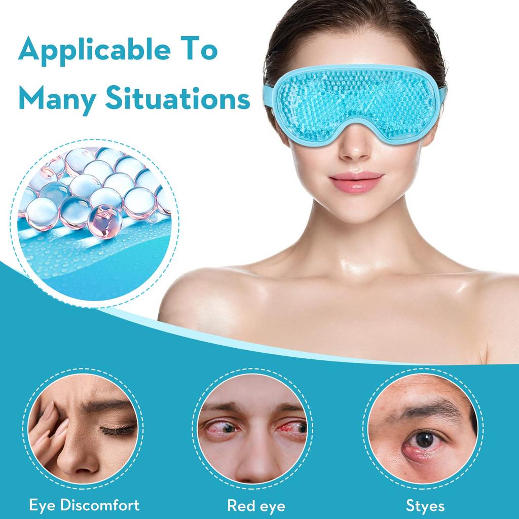 Cooling Eye Mask Gel Eye Mask Reusable Cold Eye Mask for Puffy Eyes, Eye Ice Pack Eye Mask with Soft Plush Backing for Dark Circ