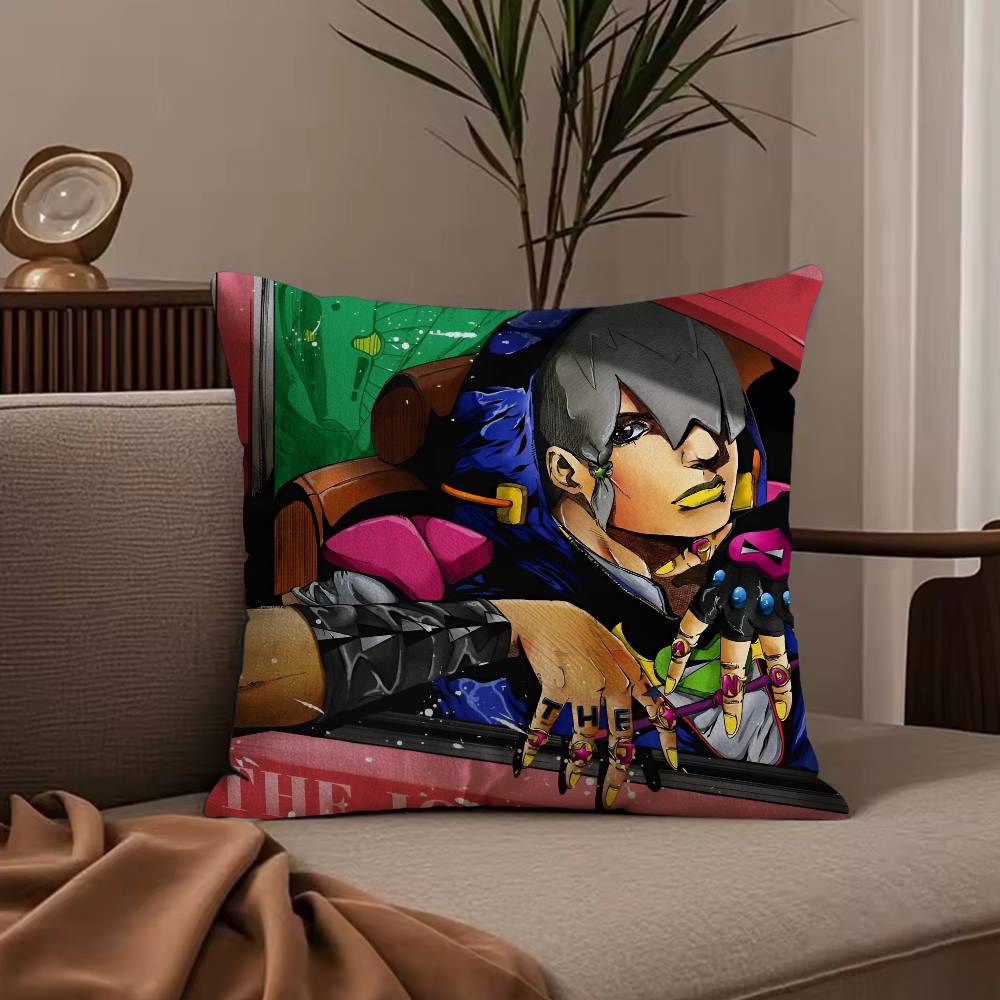 Anime j-jojo family Pillow Case Anti-dustmite Pillowcase Invisible zipper silky short plush Sofa cushion cover
