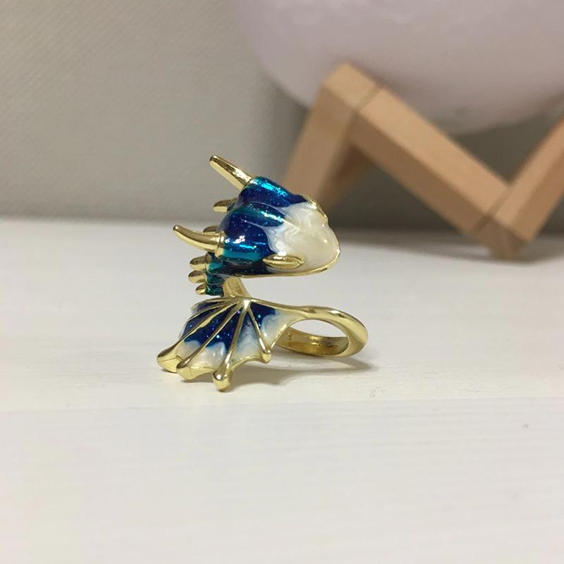 

Кольцо Starry Sky Small Blue Dragon Opening Ring Уникальное ювелирное изделие с подвесками