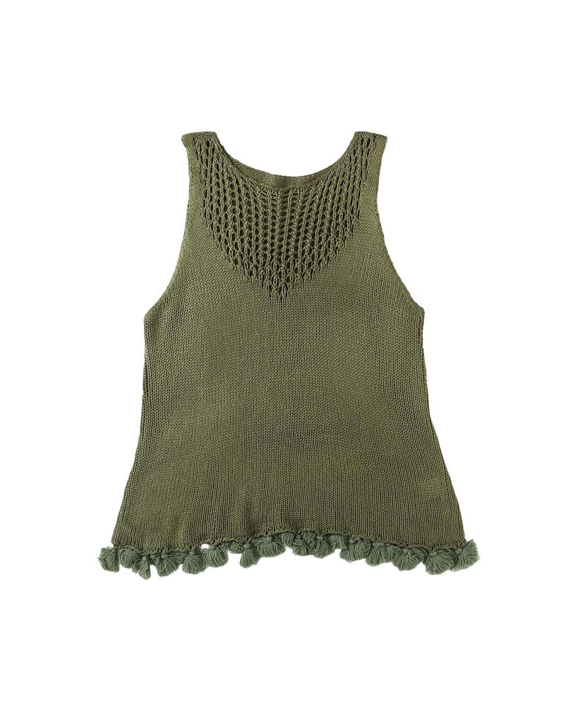 Azura Exchange Maiou Tricotat Croșetat cu Ciucuri cu Ajur