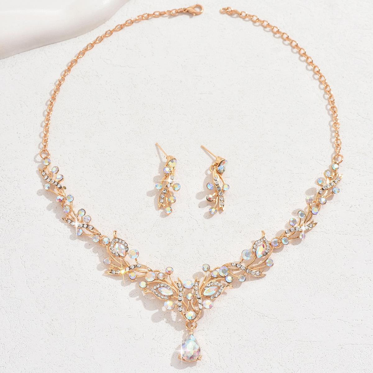 

Bridal Rhinestone Crystal Necklace Earrings Set Women S Prom Dress