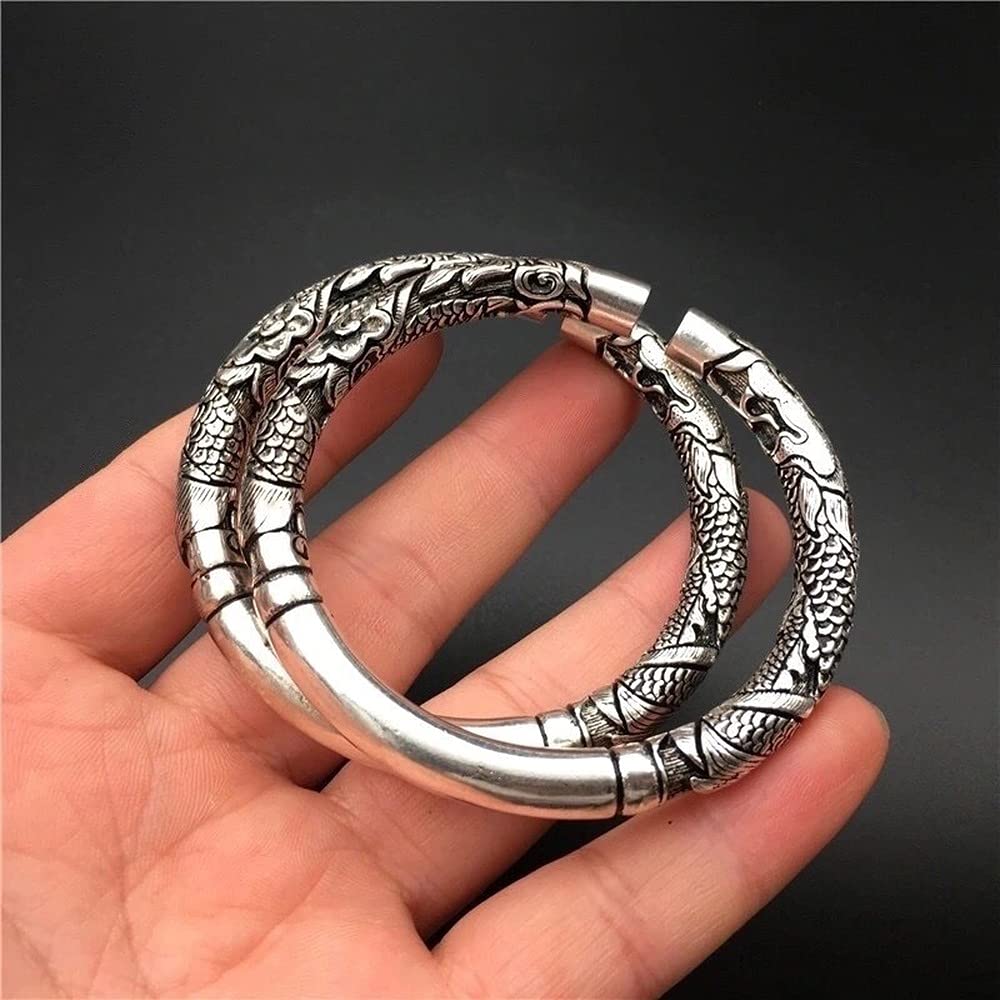 Bangle for Men and Silver Dragon Protection from Good Engraved Dragon Amulet Fashion Accessory Women, Bracelet, Bracelet, Evil, Luck, Pattern, Bangle,