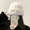 Wool Hat Season Women's Versatile Knitted Bag Head Shows A Small Face and Keeps Warm, White Plush Plush Cold Hat Big Head Circumference