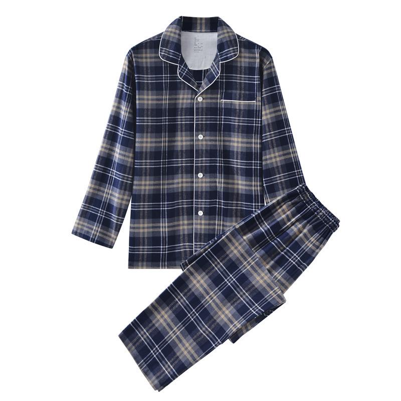 Muji Фланелевая хлопковая клетчатая парная пижама - Японская домашняя одежда XL