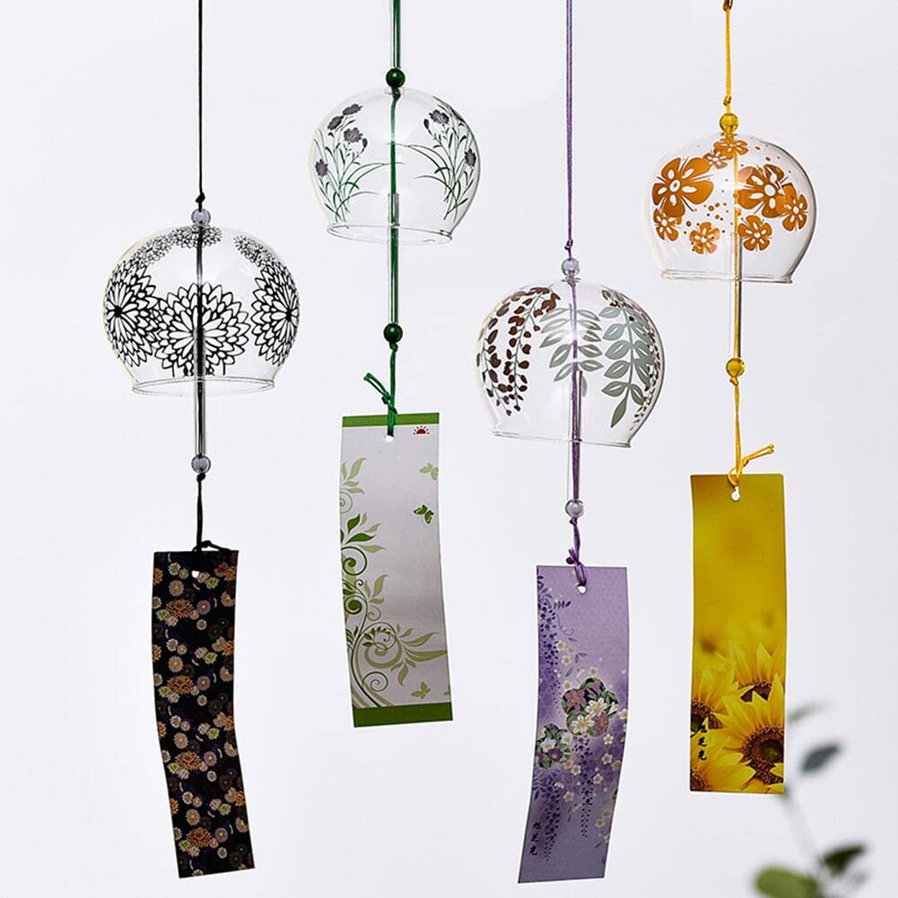 Jumei Wind Chimes, Handmade Glass Wind Chimes, Set of 10, Enjoy the Cool Summer Spirit, Stylish Interior Decor, Souvenir, Gift, Present, Ornament (wit
