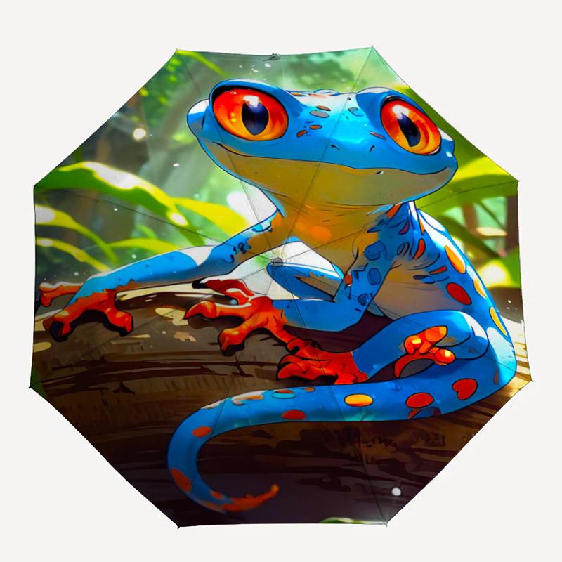 

1pc Frog, Rainforest Automatic Open/Close Umbrella, Portable Folding Umbrella for Travel, Themed Events014