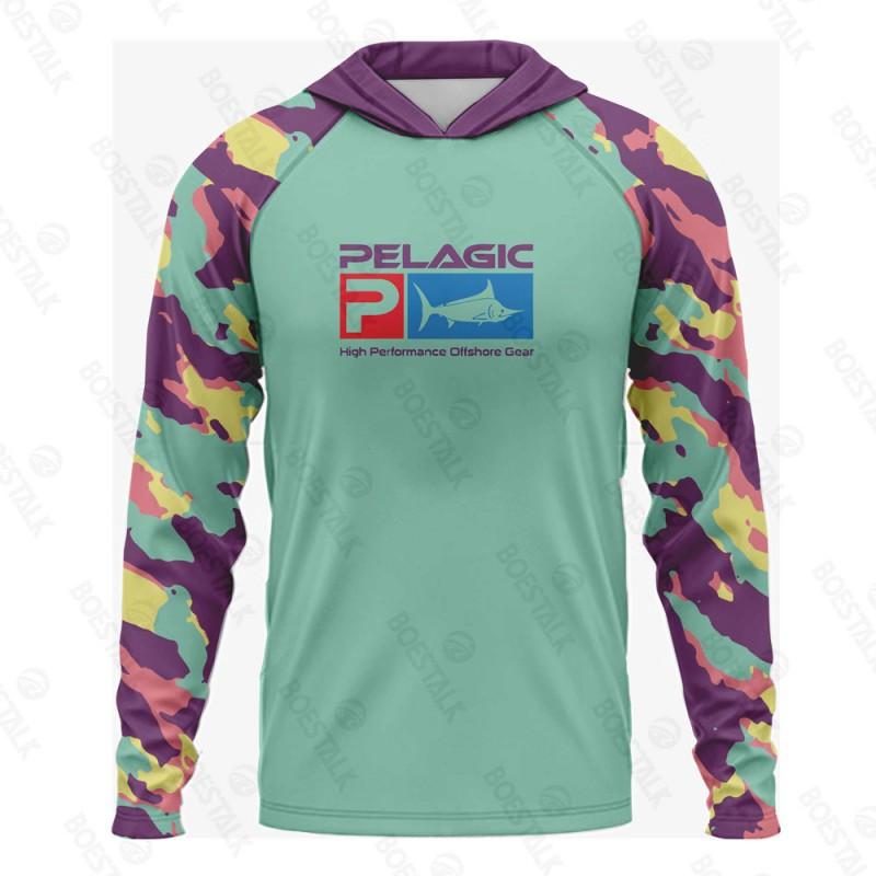 Mens UPF 50 Quick-Dry Fishing Shirt With Hood Lightweight Breathable Long Sleeve Summer Outdoor Angling