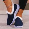 Cross-border new large-size low-top velvet cotton shoes women's foreign trade round head fly-woven wool mouth low-heeled foot shoes