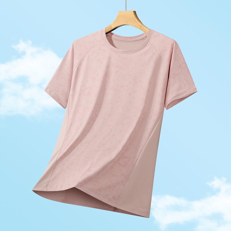 Ice Silk T-shirt for Women, Summer Quick Drying Sports Fitness Short Sleeved Round Neck T-shirt, Ice Silk Women's Top