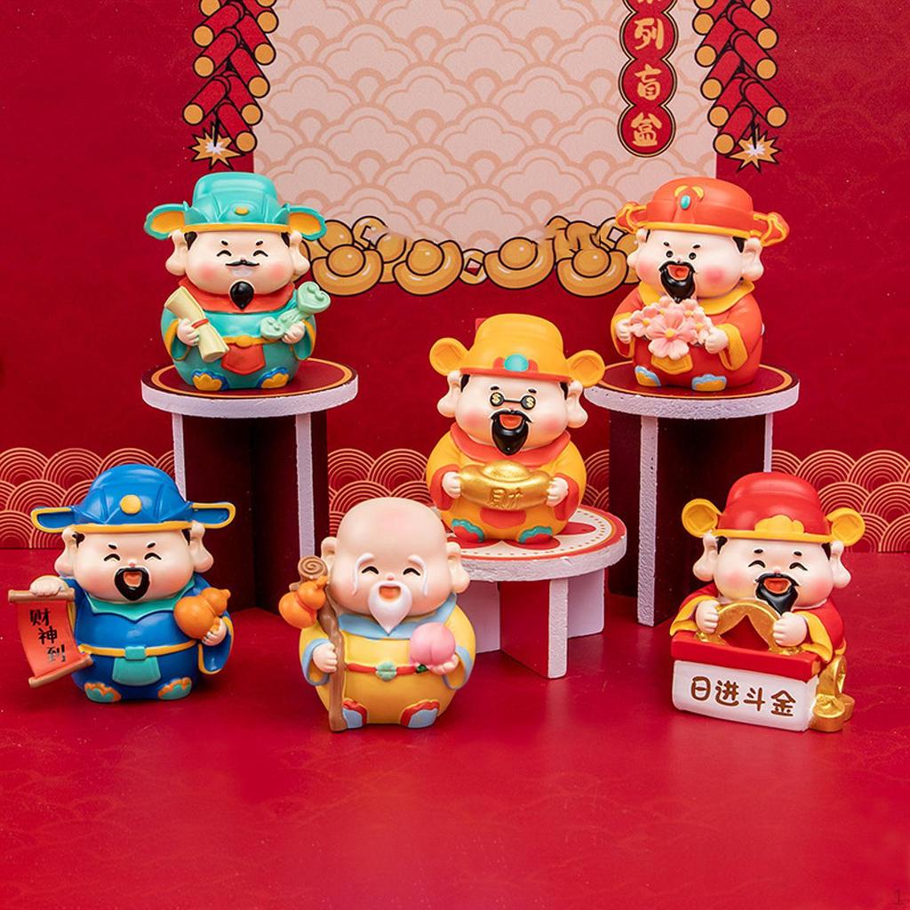 6Pcs Miniature Figures Cute Doll for Children Spring Festival Office