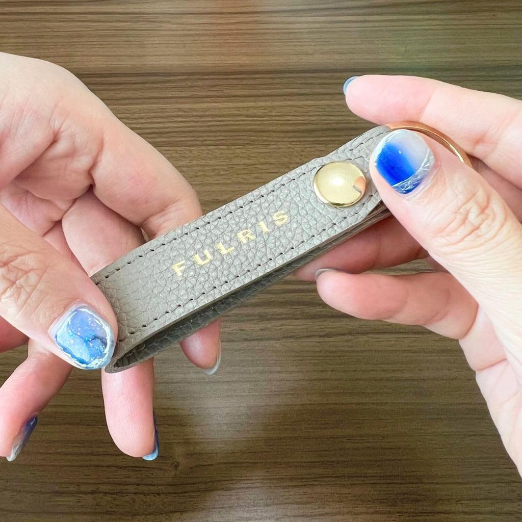 FULRIS Miracle Ring Scotchgard Genuine Leather Keychain Beige 251822 Water-Repellent H11.5×W3×D1.3cm