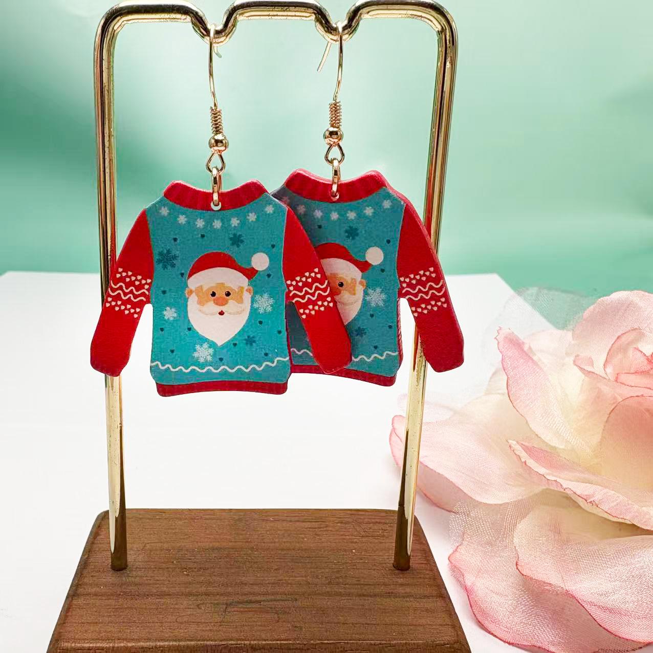 Fashion cartoon cute versatile sweater Santa Claus head earrings earrings for ladies celebration