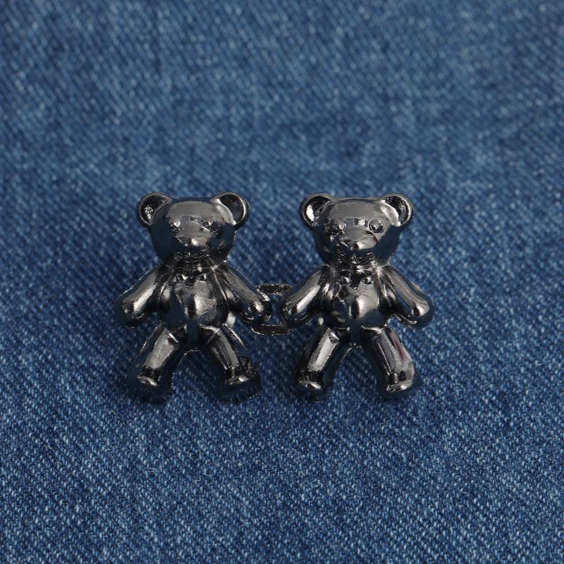 2Pcs Bear-shaped Waistband Alteration Pin for Jeans, Clip, and Waist-cinching Buttons; Women's Brooch for Adjusting and Tightening Large Waistbands