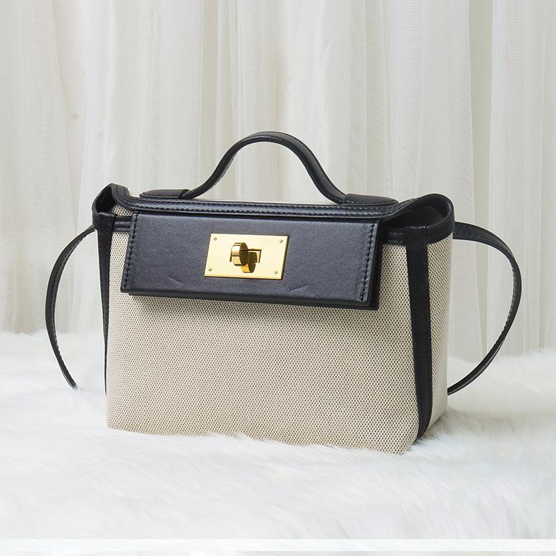 Women'S Bag Canvas With Cowhide Casual Bag Shoulder Messenger Handbag Fashionable And Versatile