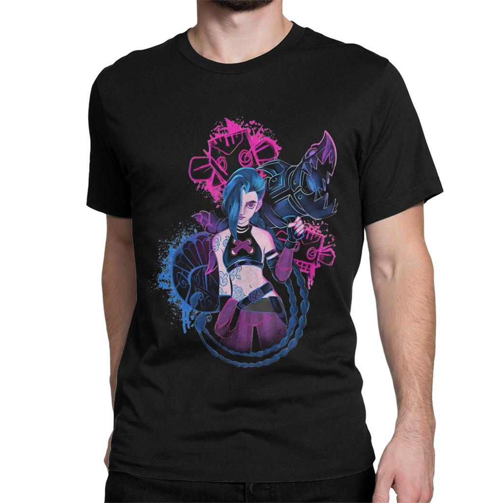 Jinx Arcane Game T Shirt Men Cotton Amazing T-Shirt O Neck Tees Short Sleeve Clothes Summer