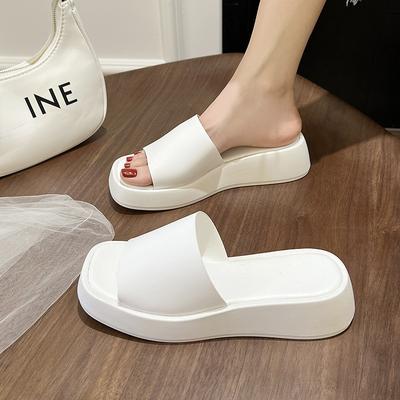 Hausschuhe Damen Dicke Sohle Keilabsatz Ausgehen 2025 Sommer Neue Mode Biskuitkuchen Flache Flip Flops