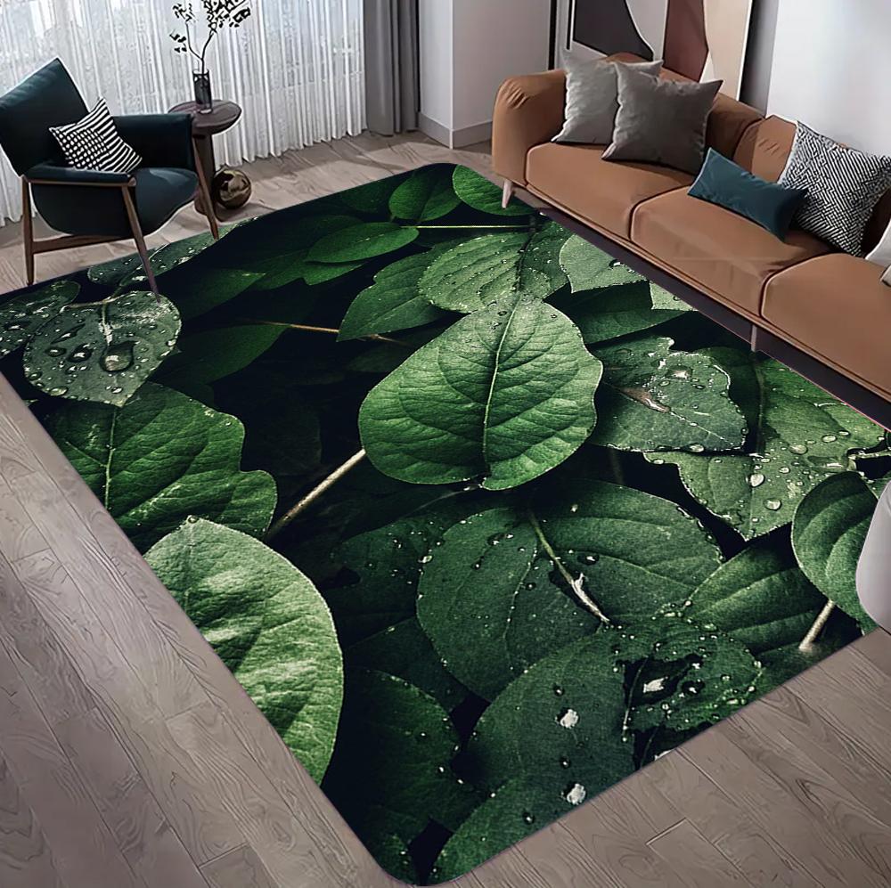 

Plants Leaves Pattern Area Rug Modern Home Decor Carpet Soft Non-Slip Floor Protection Mat for Living Room Bedroom Hallway 40x60cm