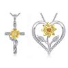 Pendant Necklace Hollow Out Heart Sunflower Jewelry Sparkling Bright Luster Necklace Jewelry Gifts