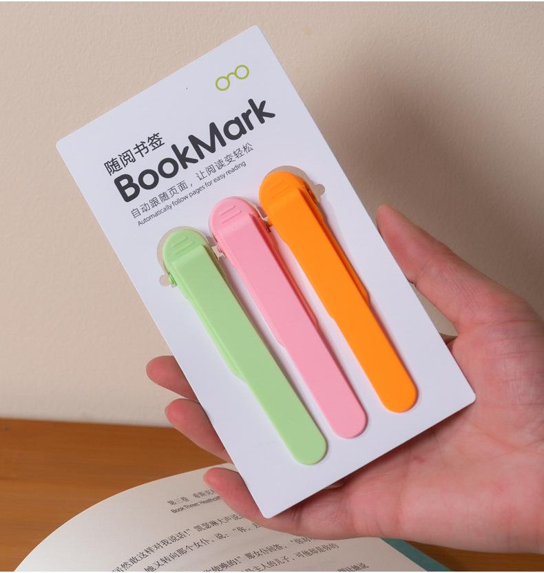 3Pcs Silicone Bookmark Automatically Follows Page Flipping Student Bookmarks Office Stationery Home Office School Supplies