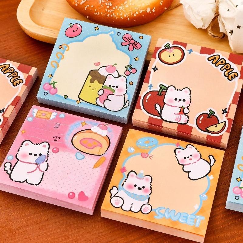10Pcs Cute Puppy Stickers, Kawaii Cartoon Puppy Self-adhesive Sticky Notes, Tearable Strong Sticky Notes, Random Styles, Suitable for Students Message