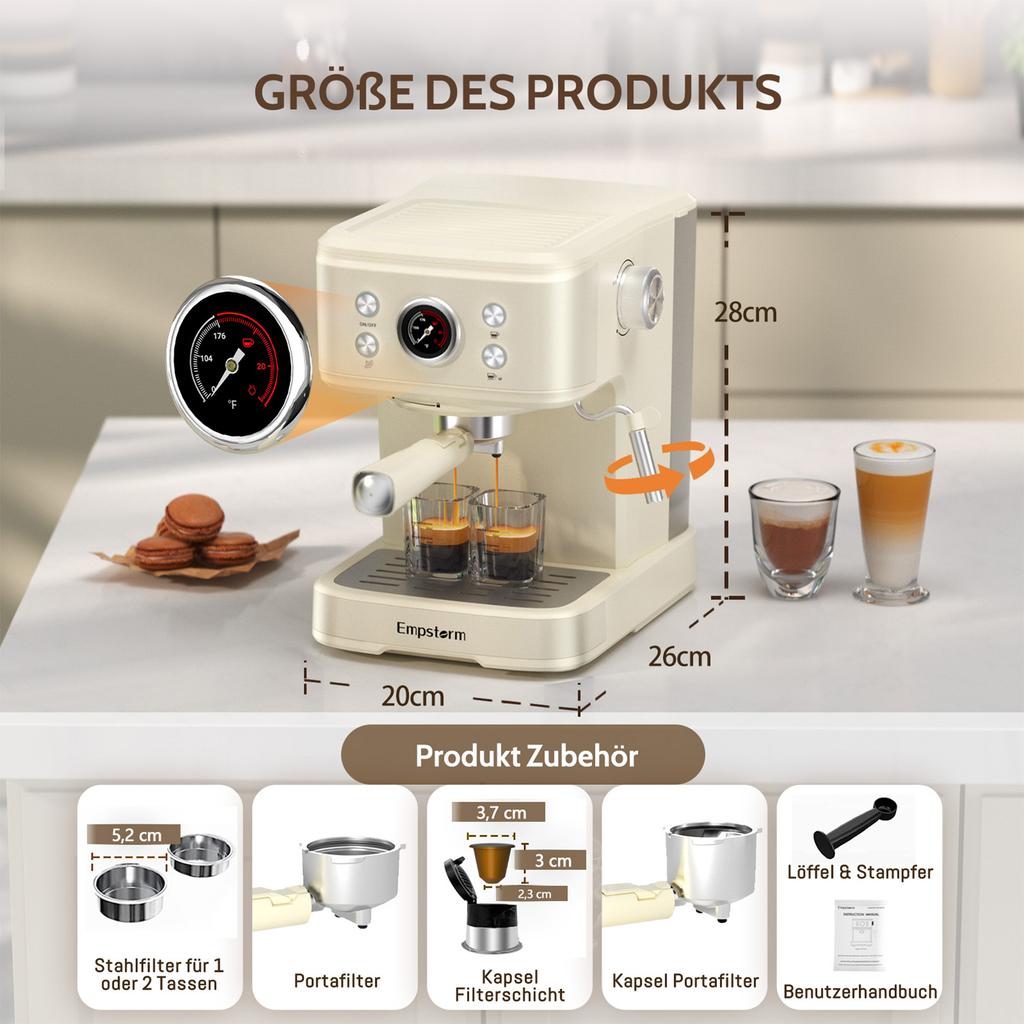 For 04E Electric Semi-Automatic Coffee Maker Cappuccino Espresso Latte Machine for Hotel Outdoor & Car Use 20 Bars Pressure